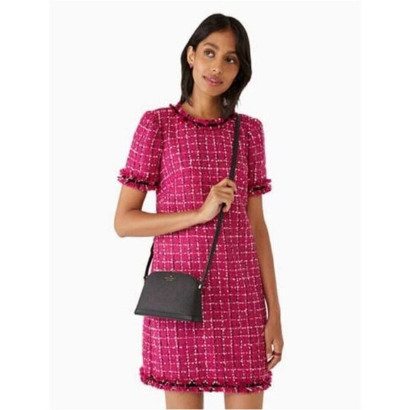 NWT Kate Spade New York Tinsel Small Dome Crossbody Bag Black Glitter Purse - Picture 3 of 6